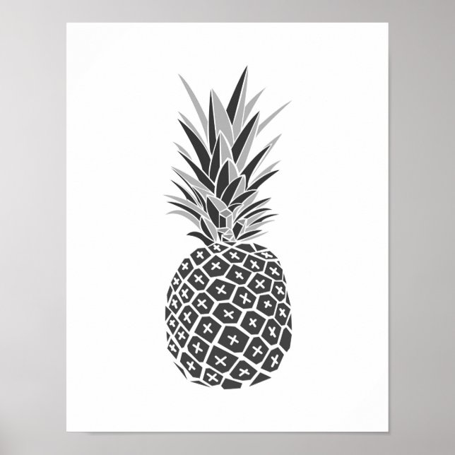 Minimalistisk svart och vit ananas poster (Framsidan)