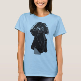 Minimalistisk svart och vit animeflicklinjetecknin t shirt