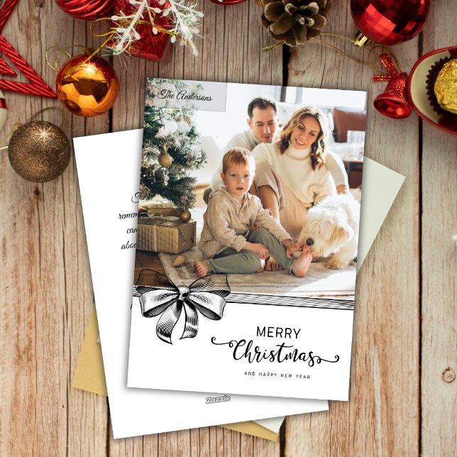 Minimalistisk svart och vit Anpassningsbar - fotop Julkort (Skapare uppladdad)