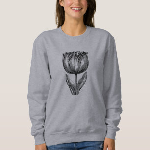 Minimalistisk svart och vit blomma Teckning T Shirt