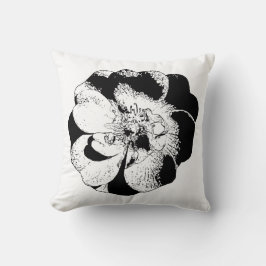 Minimalistisk svart och vit Blommigt Dekorativ kud Kudde