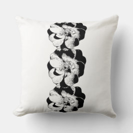 Minimalistisk svart och vit Blommigt Dekorativ kud Kudde