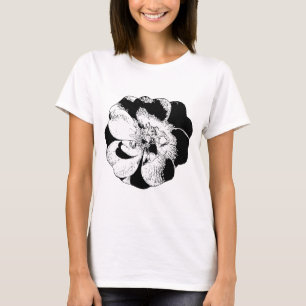 Minimalistisk svart och vit Blommigt Kvinnor i T-S T Shirt