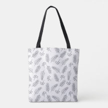 Minimalistisk svart och vit botaniskt Tote-säck