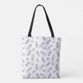 Minimalistisk svart och vit botaniskt Tote-säck Tygkasse