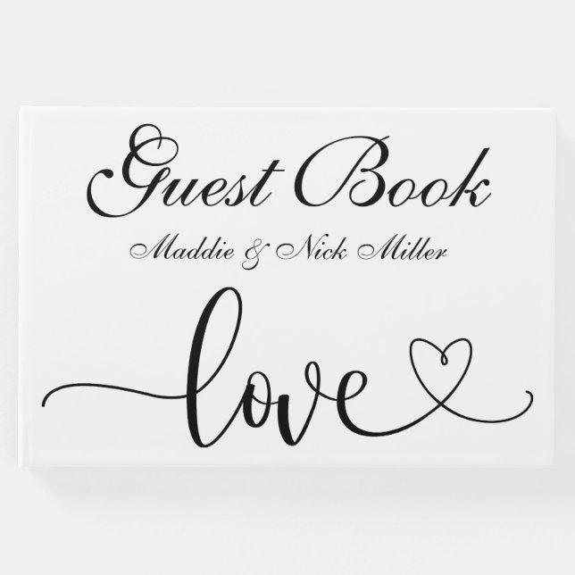 Minimalistisk svart och vit Bröllop Gästböcker (Framsida)