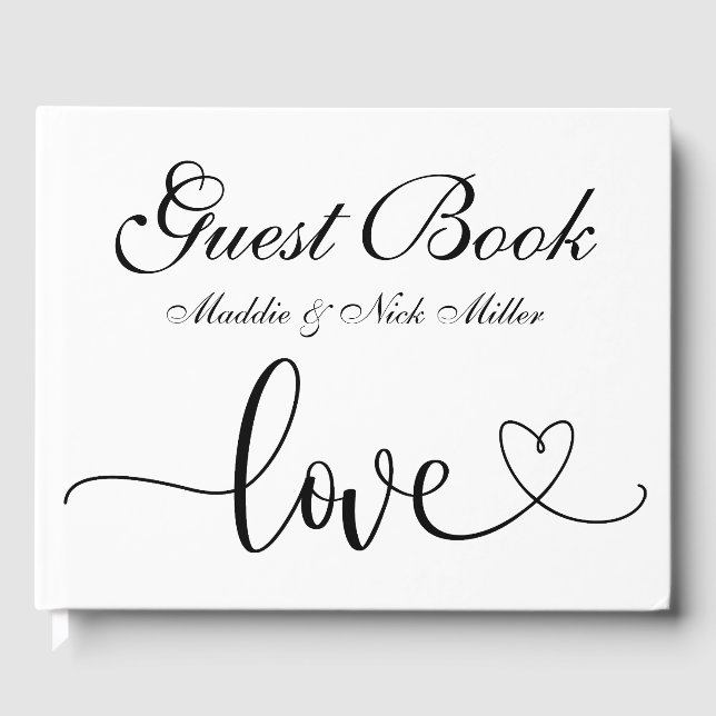 Minimalistisk svart och vit Bröllop Gästböcker (Framsida)