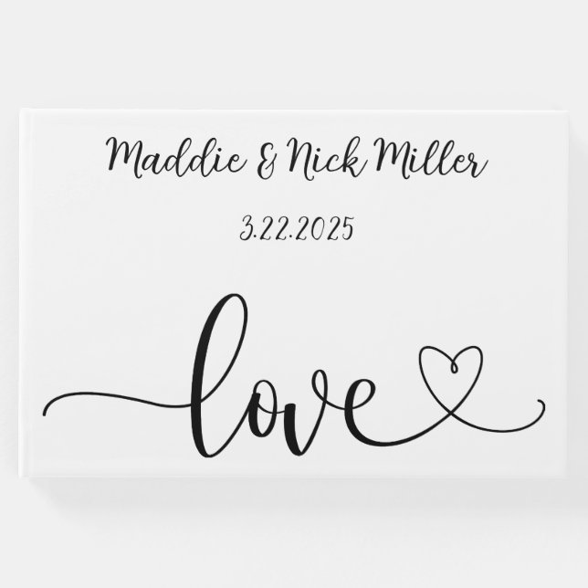 Minimalistisk svart och vit Bröllop Gästböcker (Framsida)