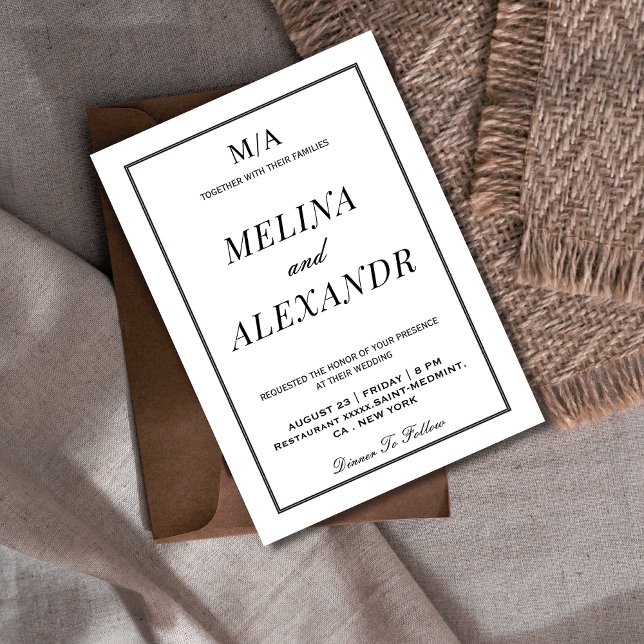 Minimalistisk svart och vit bröllop inbjudningar (Skapare uppladdad)