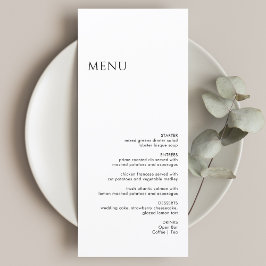 Minimalistisk svart och vit Bröllop Meny
