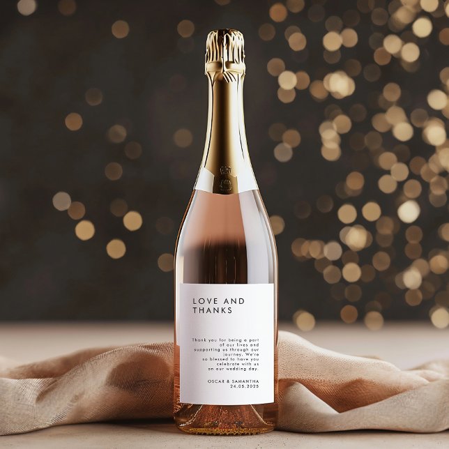 Minimalistisk svart och vit Bröllop Vinflaska Etikett (Skapare uppladdad)