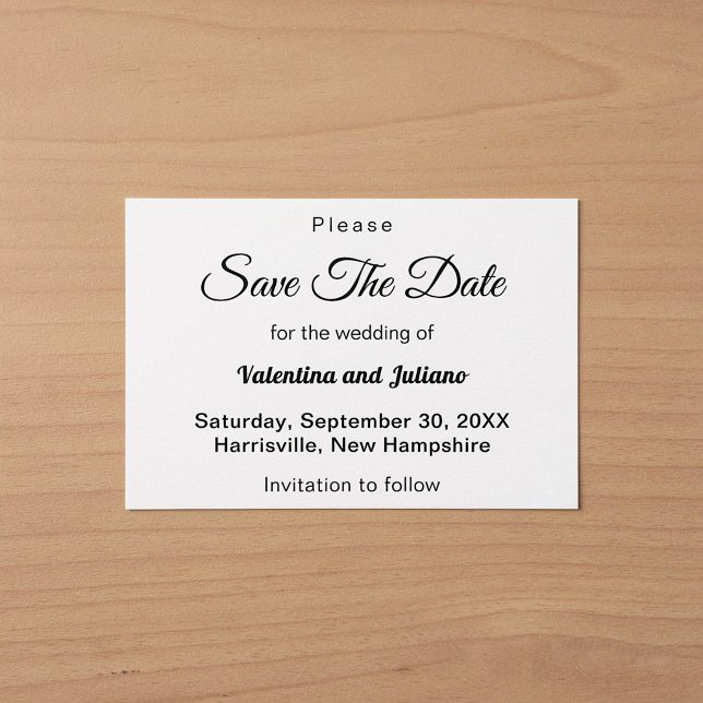 Minimalistisk Svart och Vit Bröllops Bröllop Spara Datumet (Typography style black and white wedding save the date)