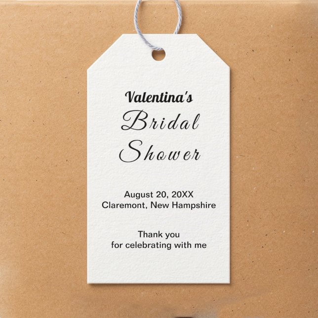 Minimalistisk svart och vit bröllopsduschpresent T Presentetikett (Minimalist black and white bridal shower favor tag)