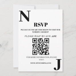 Minimalistisk svart och vit bröllopsmonogram RSVP Inbjudningar