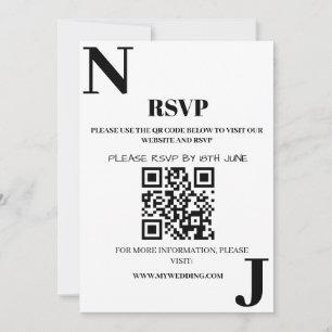 Minimalistisk svart och vit bröllopsmonogram RSVP Inbjudningar