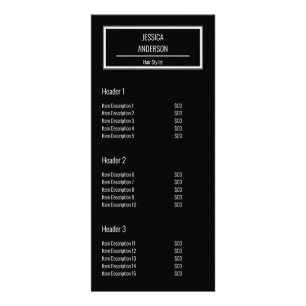 Minimalistisk svart och vit dubbelsidig hårslips reklamkort