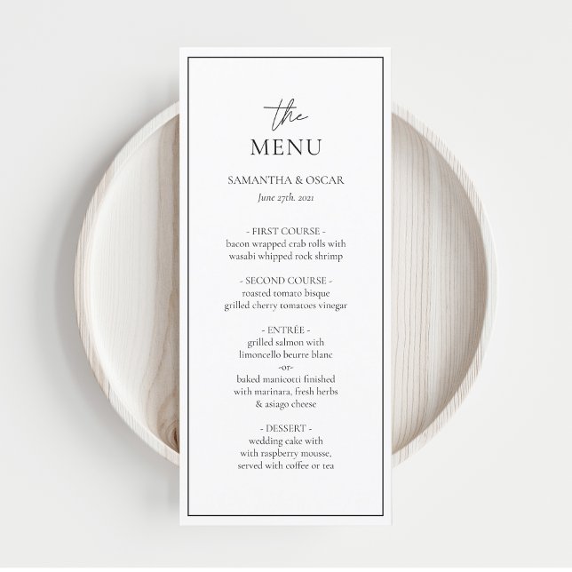 Minimalistisk svart och vit Elegant bröllop Meny (Skapare uppladdad)