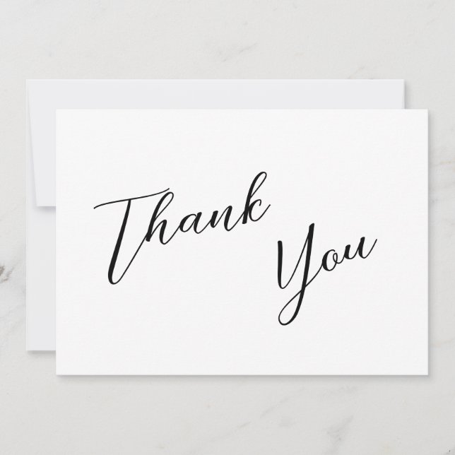 Minimalistisk svart och vit enkel Bröllop Tack Kort (Framsida)