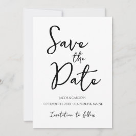 Minimalistisk svart och vit enkel Save the Date Inbjudningar