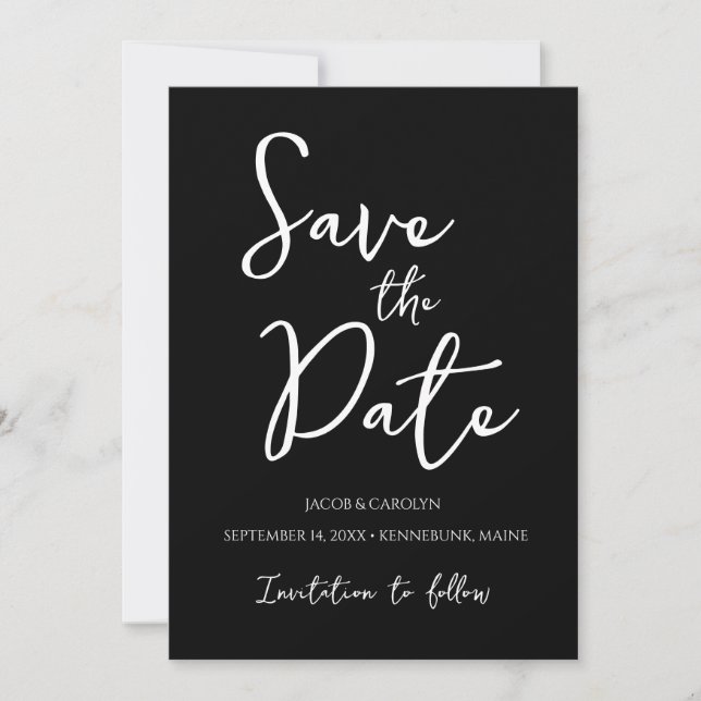 Minimalistisk svart och vit enkel Save the Date Inbjudningar (Framsida)