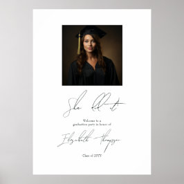 Minimalistisk Svart och Vit Examen Välkomstskylt Poster