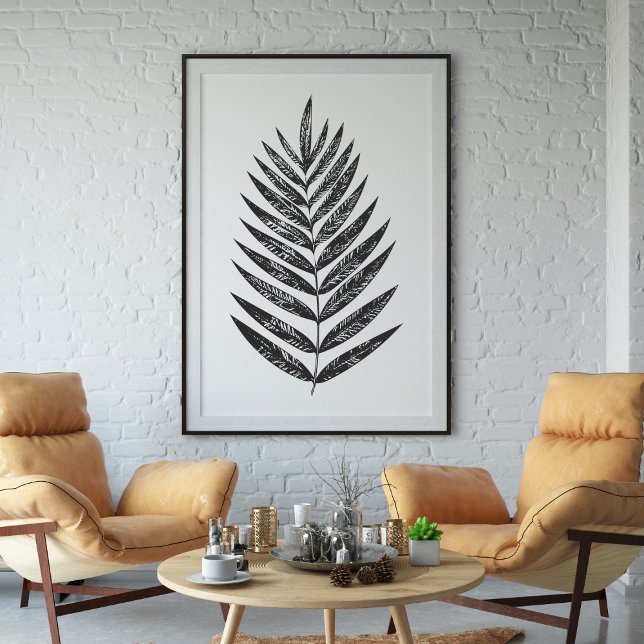 Minimalistisk svart och vit Fern Teckning Poster (Skapare uppladdad)