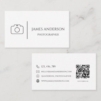 Minimalistisk svart och vit fotograf visitkort
