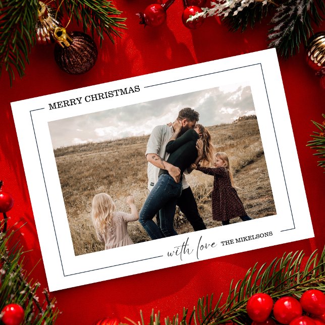 Minimalistisk svart och vit fotopul julkort (Skapare uppladdad)