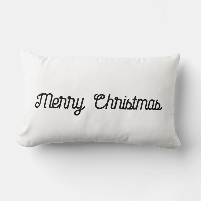 Minimalistisk svart och vit God Jul  Lumbarkudde (Framsida)