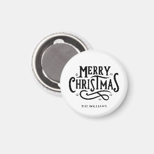 Minimalistisk svart och vit God jul Magnet