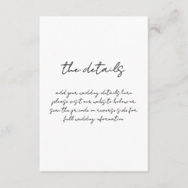 Minimalistisk svart och vit handskriven Bröllop Tilläggskort