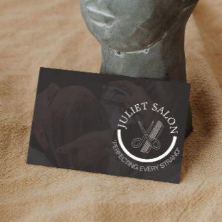 Minimalistisk Svart och Vit Hårstylist Monokrom Visitkort