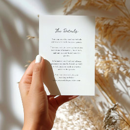 Minimalistisk svart och vit | Information till brö Tilläggskort