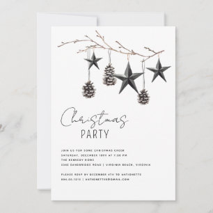 Minimalistisk svart och vit jul Party Inbjudningar