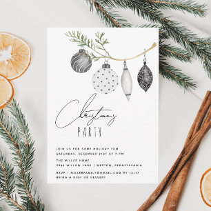 Minimalistisk svart och vit jul Party Inbjudningar