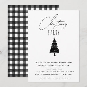 Minimalistisk svart och vit jul Party Inbjudningar