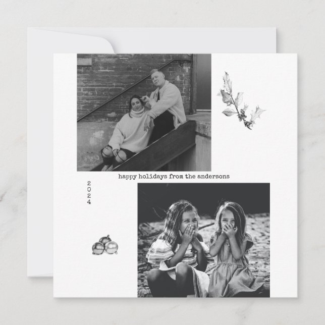 Minimalistisk svart och vit konsthjälp - julklapp julkort (Framsida)