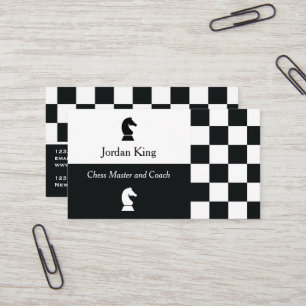 Minimalistisk svart och vit kontrollerad schacktr visitkort