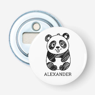 Minimalistisk svart och vit kute Panda Teckning Flasköppnare