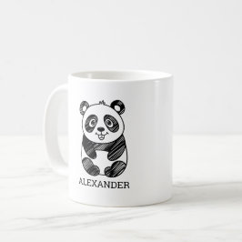 Minimalistisk svart och vit kute Panda Teckning Kaffemugg