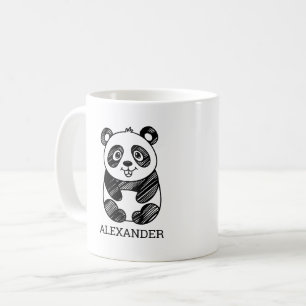 Minimalistisk svart och vit kute Panda Teckning Kaffemugg