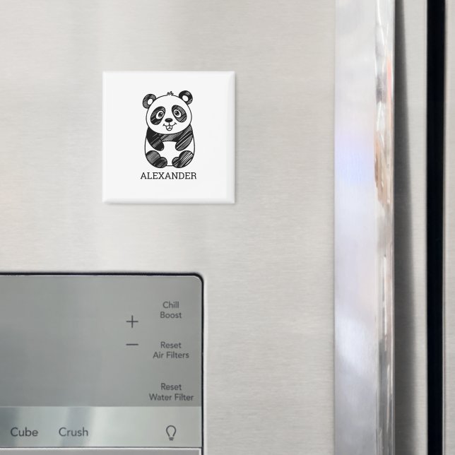 Minimalistisk svart och vit kute Panda Teckning Magnet (In Situ (Fridge))