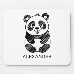 Minimalistisk svart och vit kute Panda Teckning Musmatta
