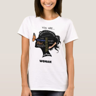 Minimalistisk svart och vit kvinnlig silhuett t shirt