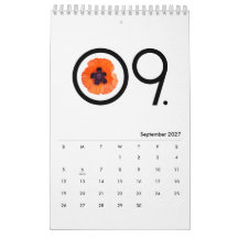 Minimalistisk svart och vit med röd orange poppy
