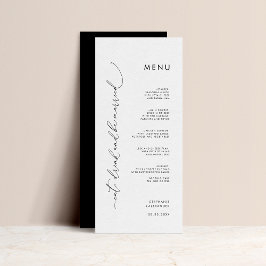 Minimalistisk svart och vit meny för bröllop
