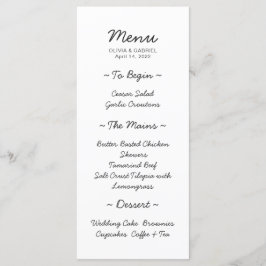 Minimalistisk svart och vit modern bröllop Menu Meny