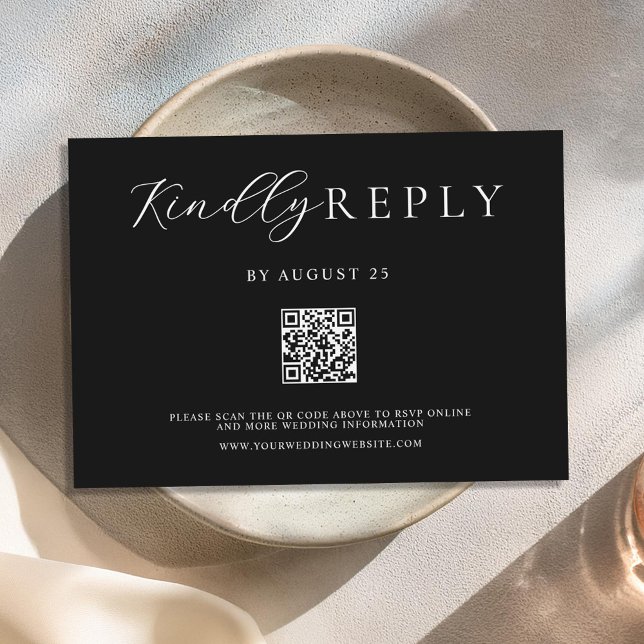 Minimalistisk svart och vit modern Bröllop OSA Kort (Skapare uppladdad)