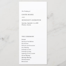 Minimalistisk svart och vit modern Bröllop Program