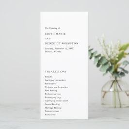 Minimalistisk svart och vit modern bröllopsfest program